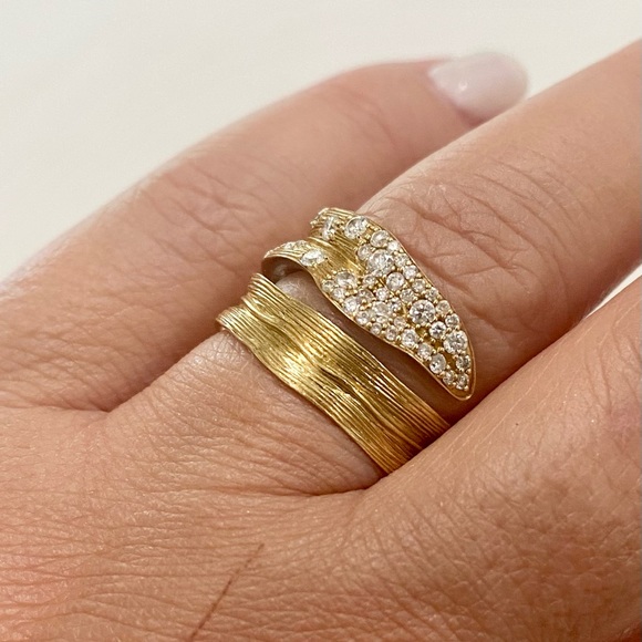 18k Yellow Gold Ring with diamonds MICHAEL ARAM Stunning 18k Adjustable … - Picture 6 of 11